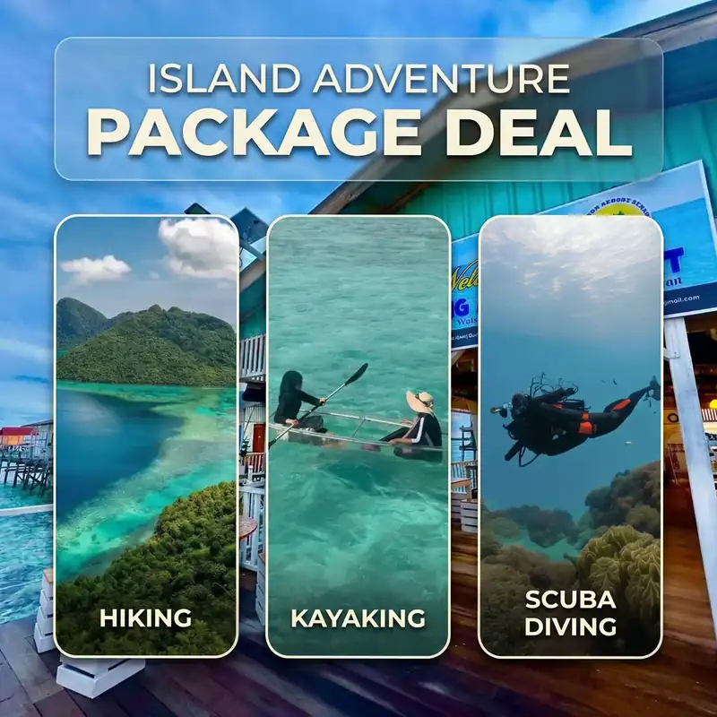 Multi-day resort packages including overwater chalet stay and activities Bihing Angan Water Chalet